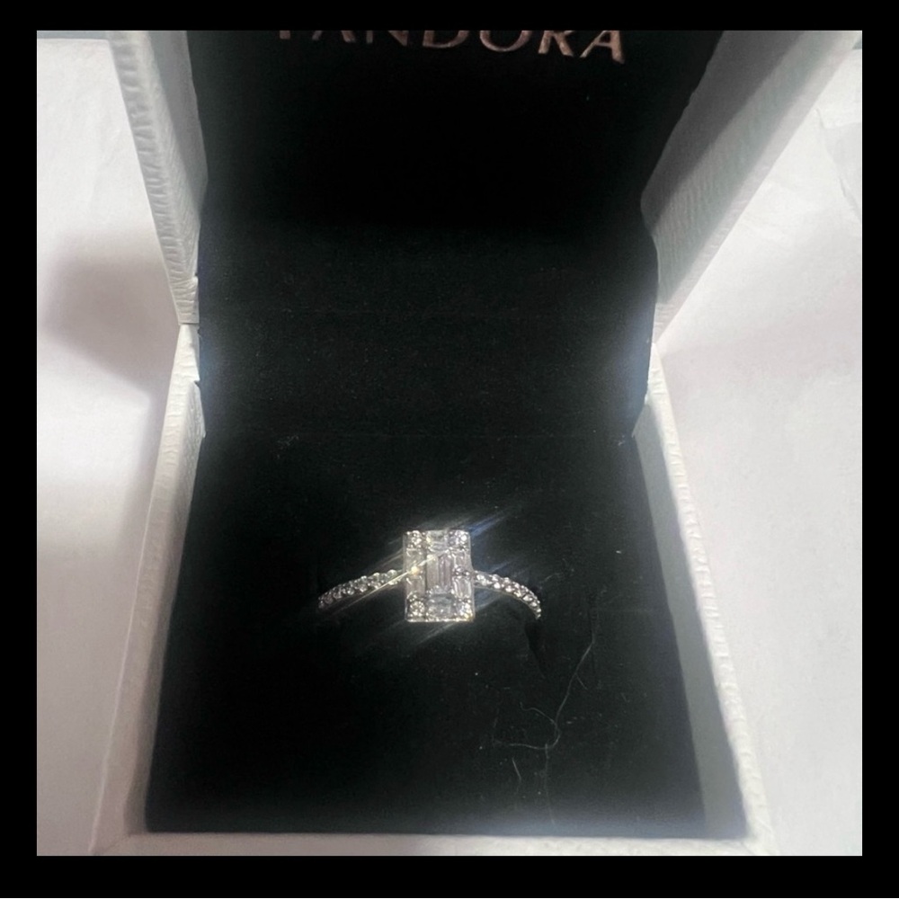 Pandora Silver Cubic Zirconia Halo Ring